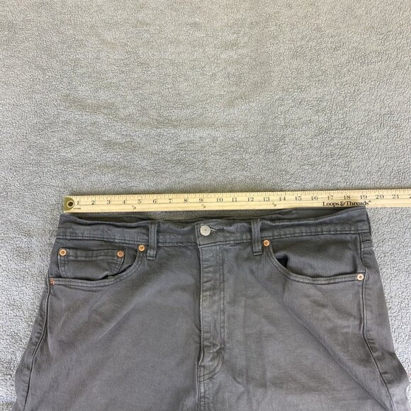 Levis Jeans 38x32 (Fits 38x31) Gray 505 Regular Straight Dark Wash Denim - Picture 8 of 16